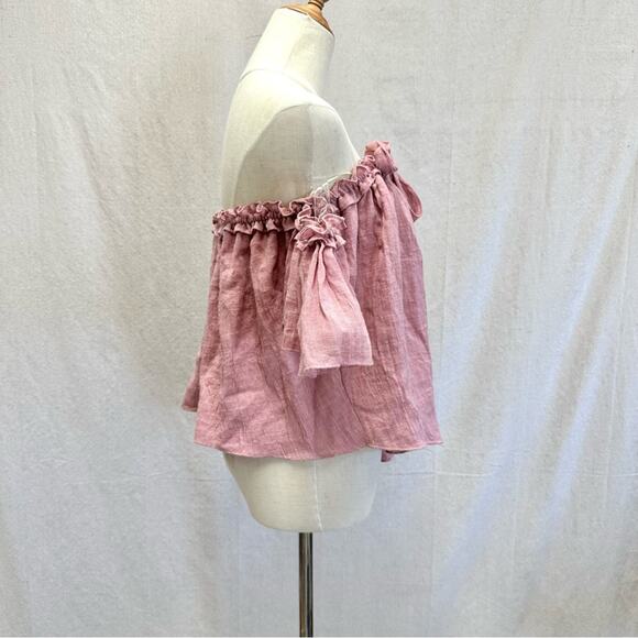 MISA Los Angeles Anouk Short Sleeve Off the Shoulder tie Top Small cottagecore - Picture 14 of 16